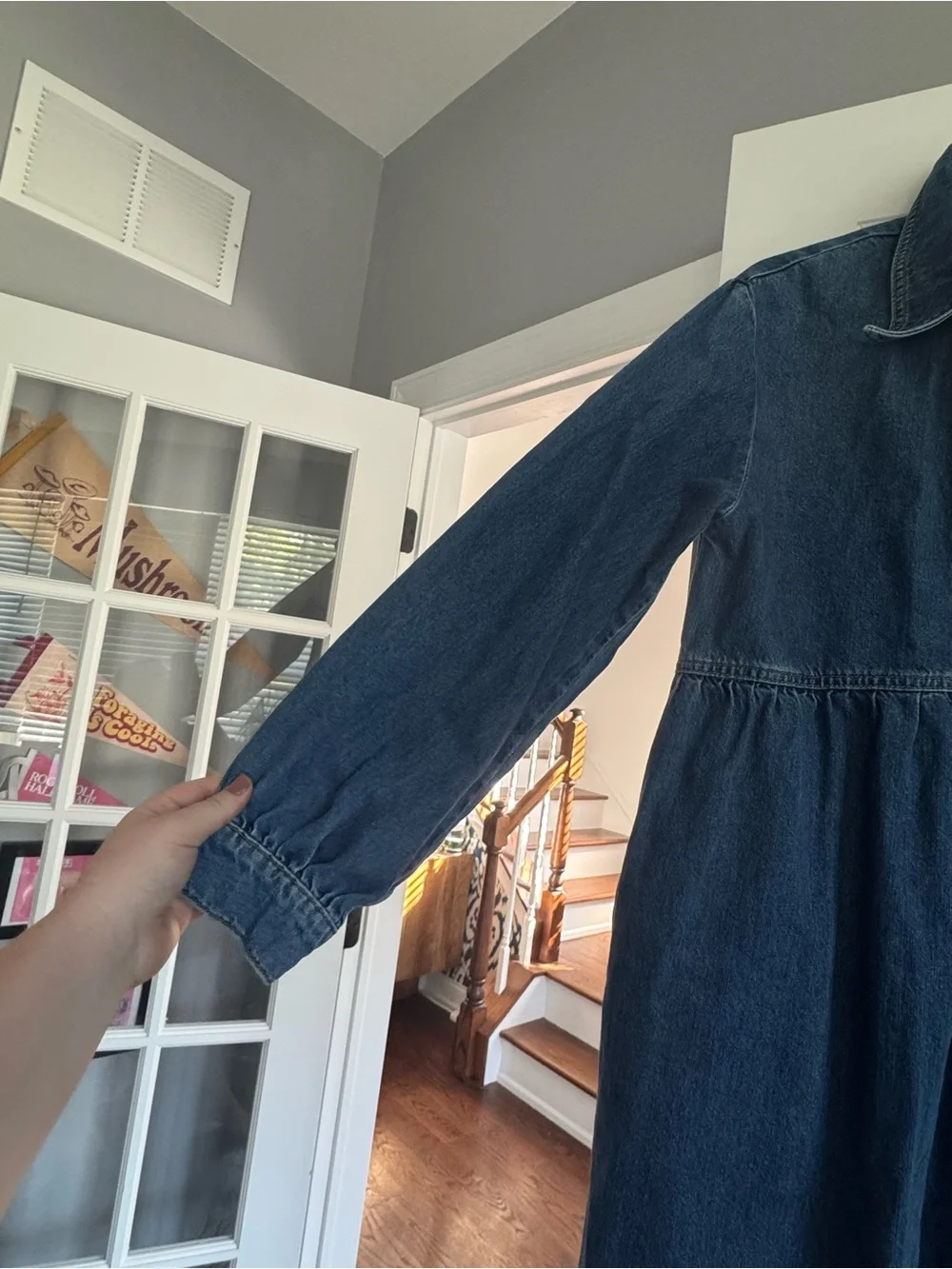 Anthropologie Seen Worn Kept Long-Sleeve Denim Midi Dress - Picture 7 of 9
